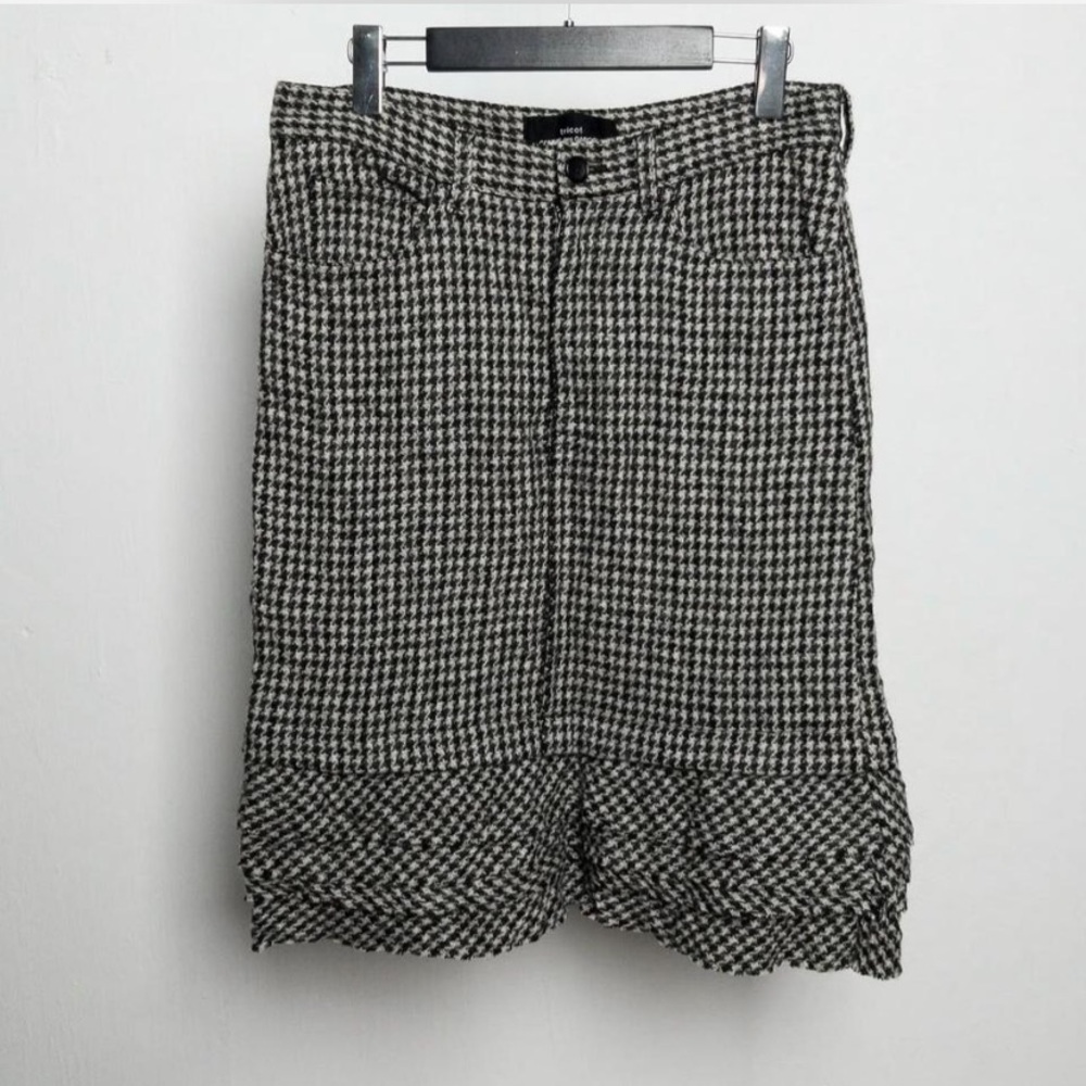 Comme des Garcons Black Houndstooth Wool Skirt